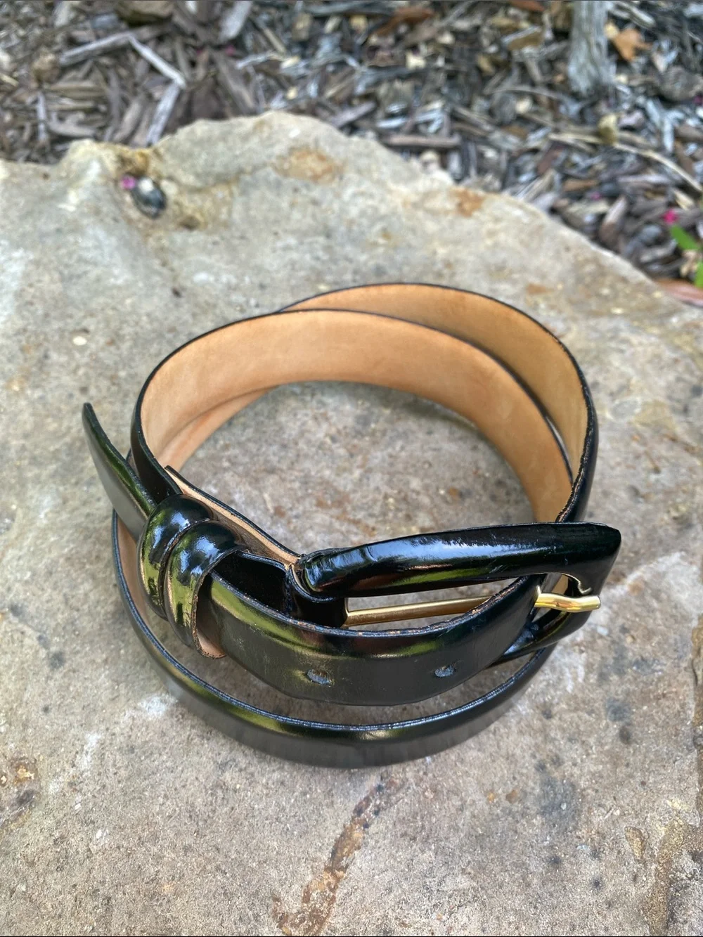 Stanley Korshak Black Leather Belt